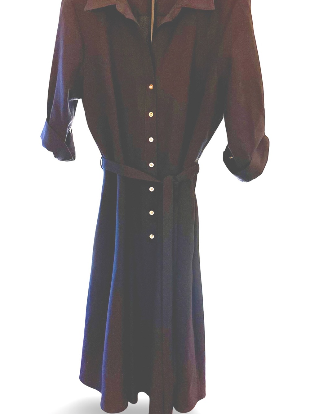Sharagano Long Button-Front Shirt Dress